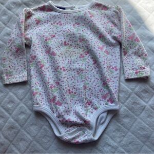 Vintage purple tag Winnie the Pooh Disney pink white floral baby bodysuit 12m